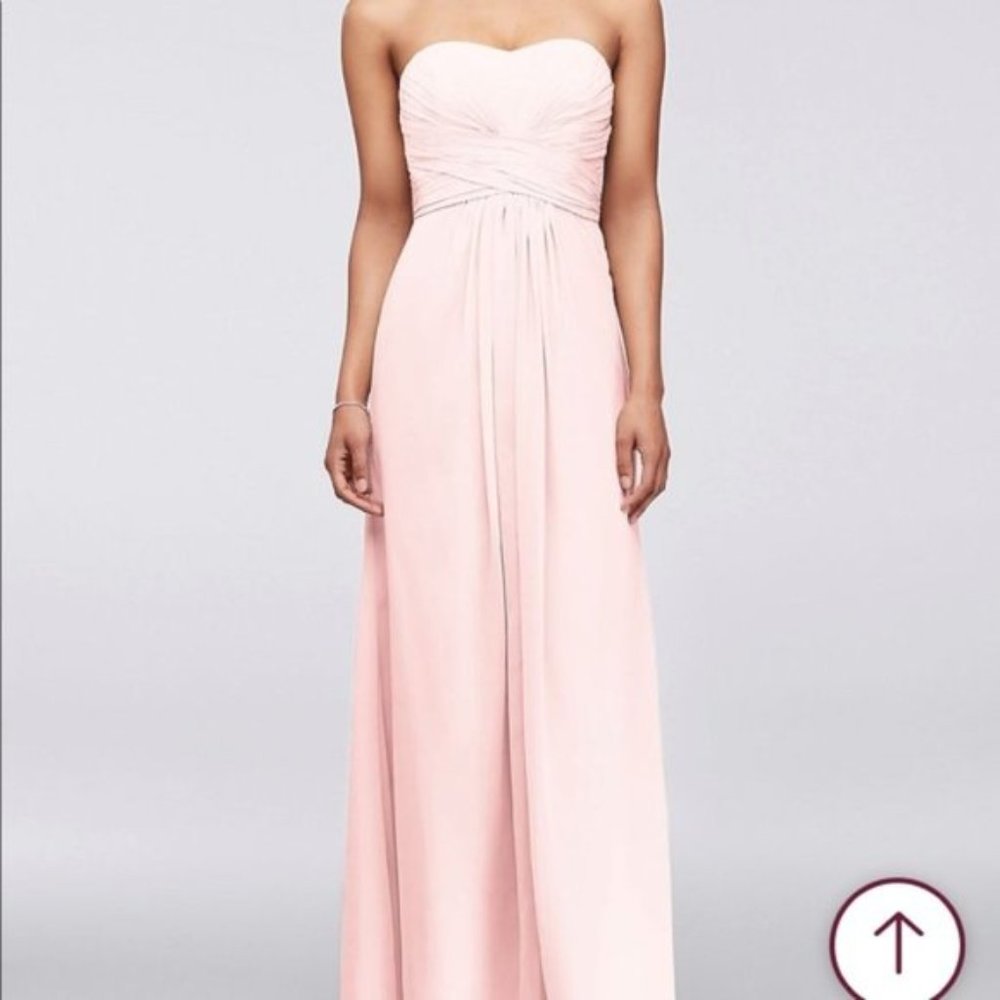 Pink Bridesmaid dress strapless size 8 chiffon